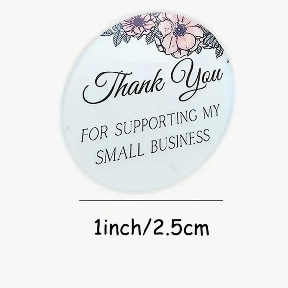 500 Thank You Sticker Roll Small Business Packaging Labels Floral Gold Pink NIP - Picture 3 of 6